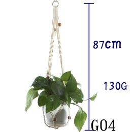 Flower Pot Net Bag Beige Cotton Rope Indoor Plant Hanger Hanging Basket Sling (Option: 3 Style)