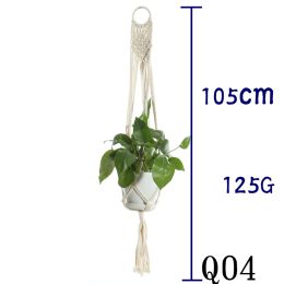 Flower Pot Net Bag Beige Cotton Rope Indoor Plant Hanger Hanging Basket Sling (Option: 40 Style)