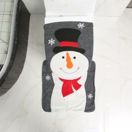 Merry Christmas Bathroom Curtain Santa Claus Toilet Seat Christmas Decorations (Option: Snowman)